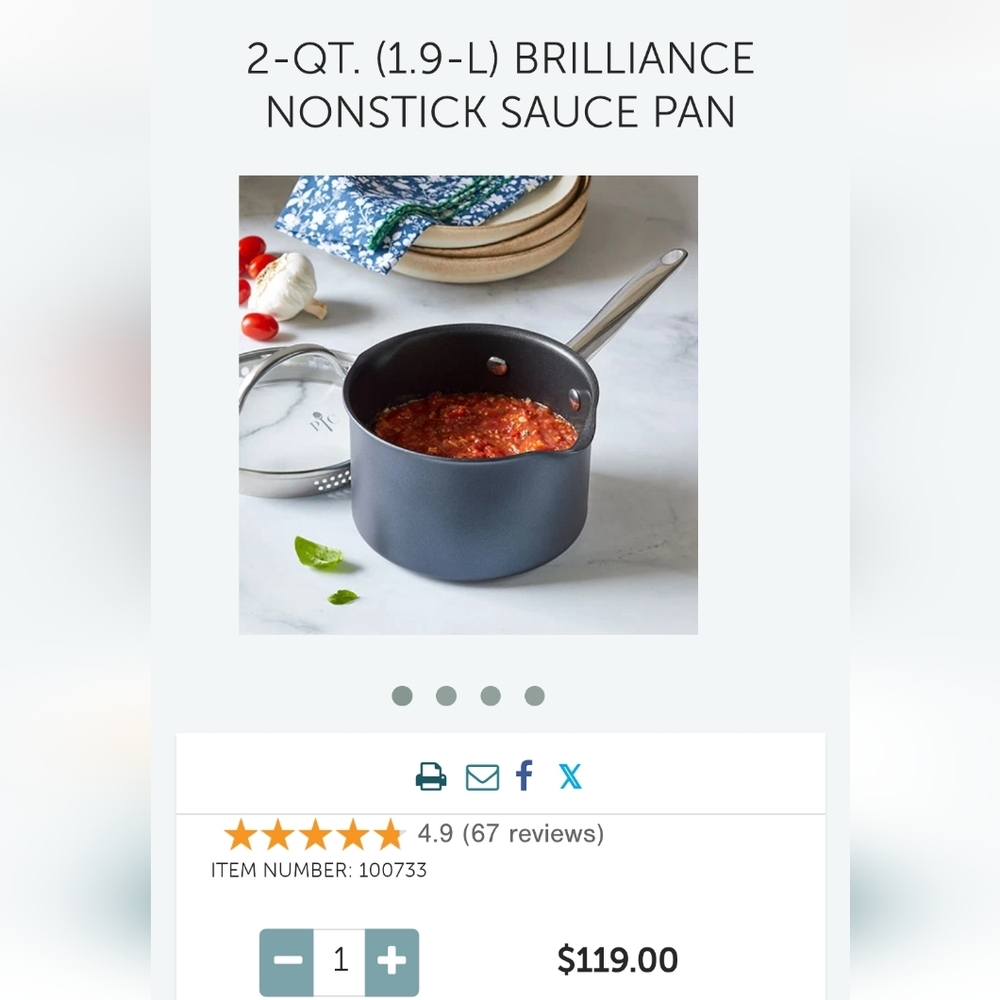 Pampered Chef 2qt Brilliance Non Stick Sauce Pan
